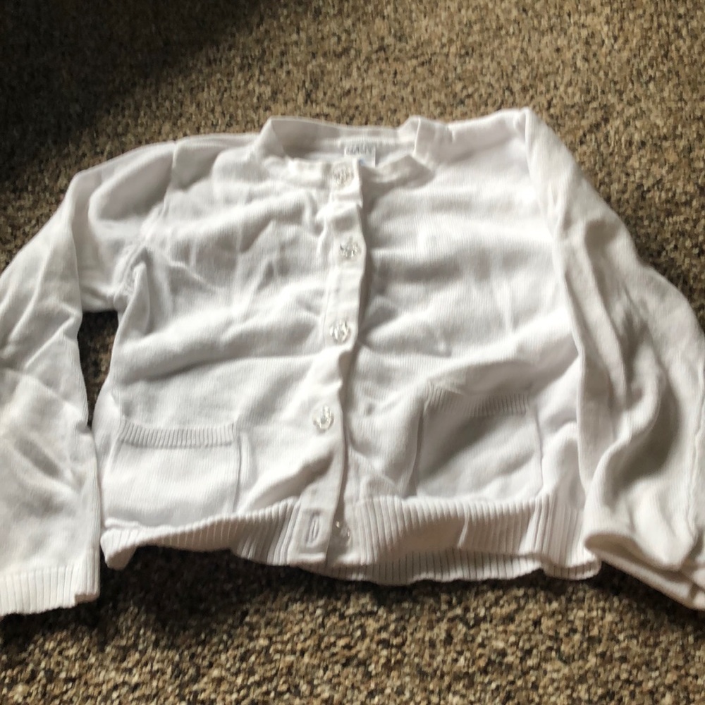 Little girls white cotton cardigan